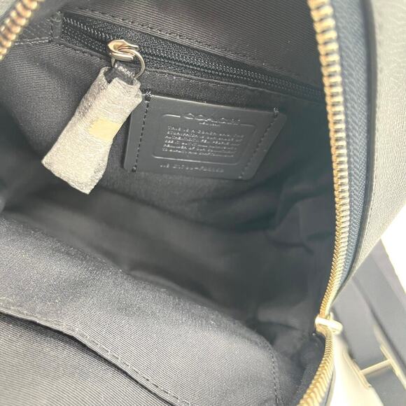 COACH NWOT Charlie Mini Wild Plaid Leather Backpack, Blue, $328 Retail main image 7